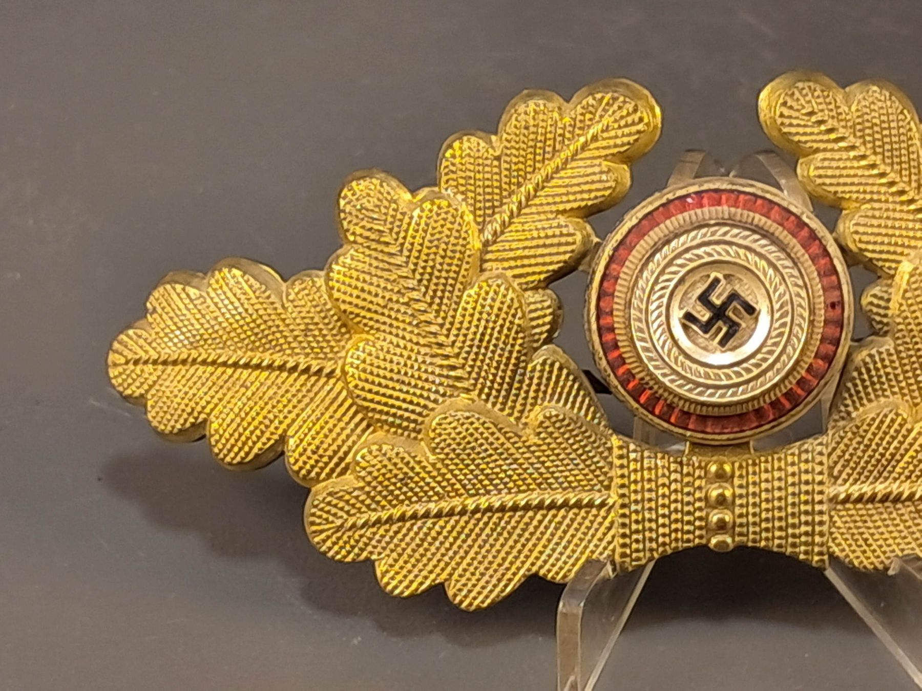 Gold Wreath and Cockade NSDAP Political Officer Cap Aluminium RZM M1/16 ...