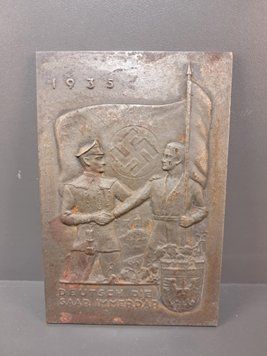 Rare 1935 Saar Return Plaque &ndash; Deutsch die Saar Immerdar &ndash; Gleiwitzer Kunstguss