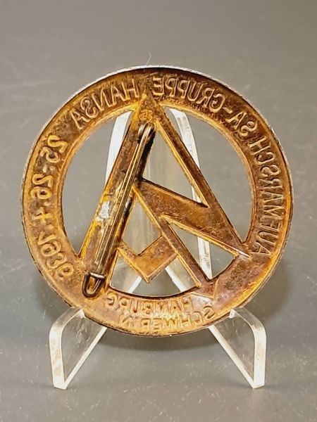 1936 Aufmarsch SA-Gruppe Hansa Badge &ndash; Hamburg Schwerin Tinnie