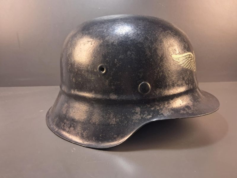 Rare German M42 Luftschutz Helmet &ndash; Stamped EF66 &ndash; Combat Variant