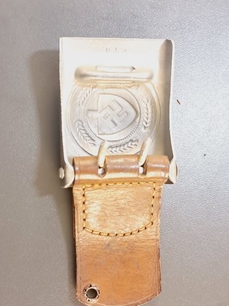 Original RAD Belt Buckle with Leather Tab &ndash; Marked C.T.D. 1938 &ndash; Christian Theodor Dicke