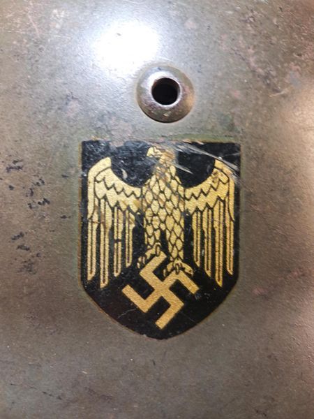 German M35 Heer Helmet &ndash; ET64 &ndash; Double Decal &ndash; Apple Green &ndash; Minty