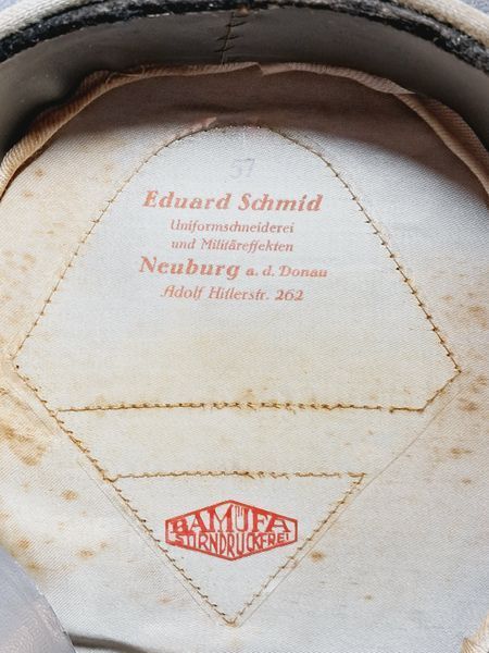 Czapka Oficerska Piechoty Wehrmachtu &ndash; Eduard Schmid Neuburg &ndash; BAMUFA Stirndruckfrei