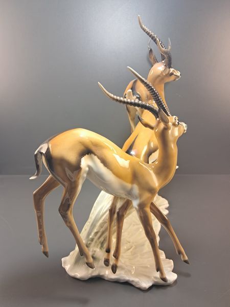 Porcelain Figurine "Leaping Gazelles" &ndash; Hutschenreuther &ndash; Designed by G. Granget
