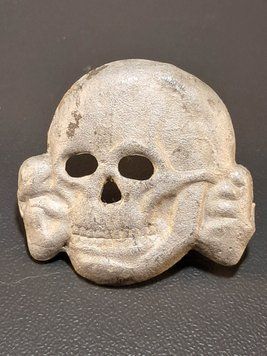 Original SS Visor Cap Skull (Totenkopf), Local Estonian/Latvian Production Version (Dug Relic)