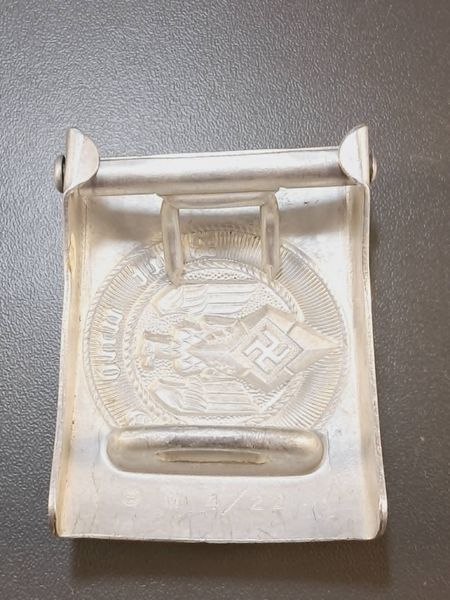 Oryginalna Aluminiowa Klamra Pasa Hitlerjugend (HJ) &ndash; Sygnowana RZM M4/22 &ndash; Christian Theodor Dicke