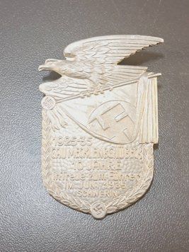 Rare NSDAP Badge &ndash; 10 Years Gau Mecklenburg-L&uuml;beck &ndash; Schwerin 1935 &ndash; Paul Schulze