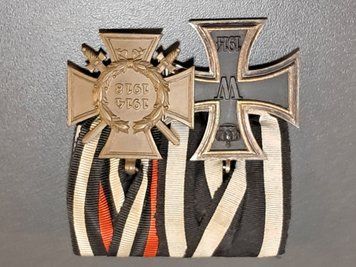 WWI Medal Bar &ndash; 1914 Iron Cross EKII and Hindenburg Cross