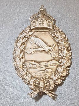 Silver WWI Prussian Pilot Badge &ndash; Crown & Crescent &ndash; 800 Silver Hollow