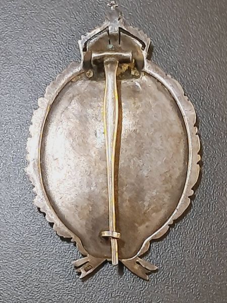Silver WWI Prussian Pilot Badge &ndash; Crown & Crescent &ndash; 800 Silver Hollow