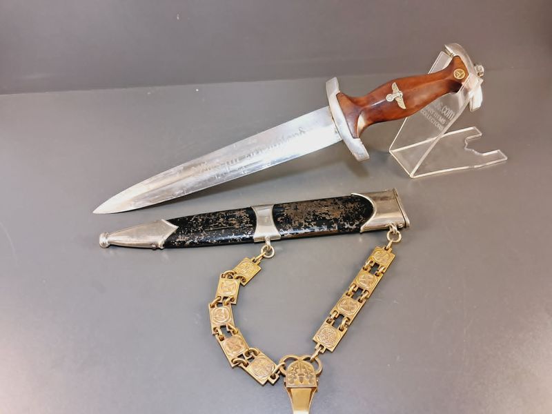 Ultra Rare Chained NSKK Marine Dagger &ndash; Period Ground R&ouml;hm Blade &ndash; WWII