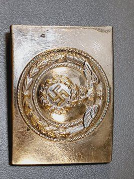 Nickel-Plated SA / NSKK Belt Buckle &ndash; Early One-Piece Pattern
