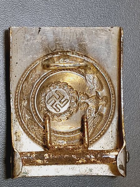 Nickel-Plated SA / NSKK Belt Buckle &ndash; Early One-Piece Pattern